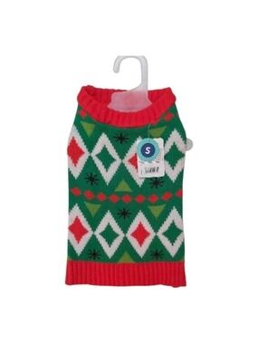 Christmas Dog Sweater Size Small Ugly Xmas Spider Argyle Green Red Pet Jumper
